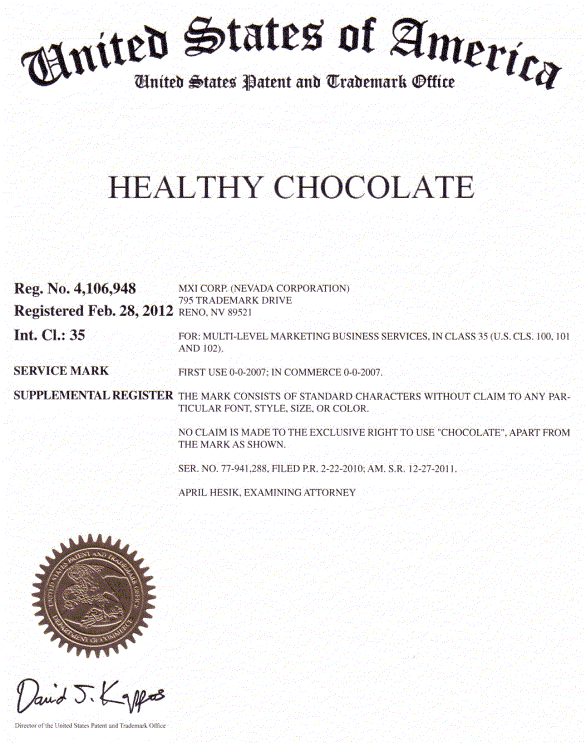 Healthy Chocolate Trademark